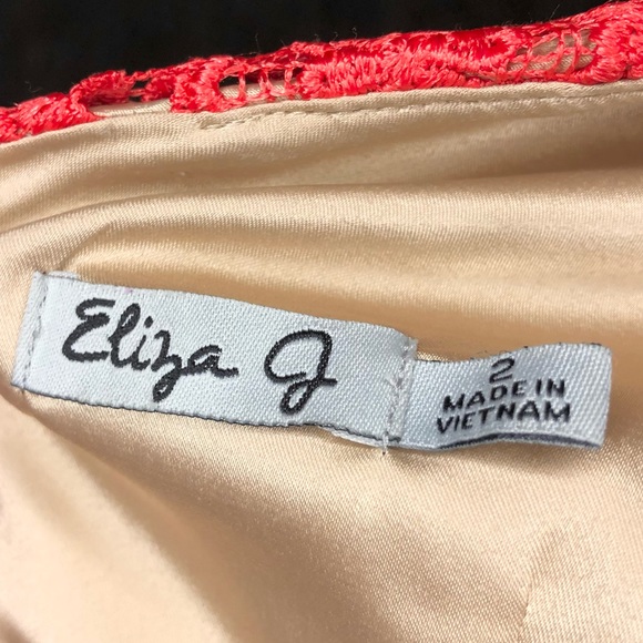 Eliza J. coral and gold lace dress - Picture 6 of 7